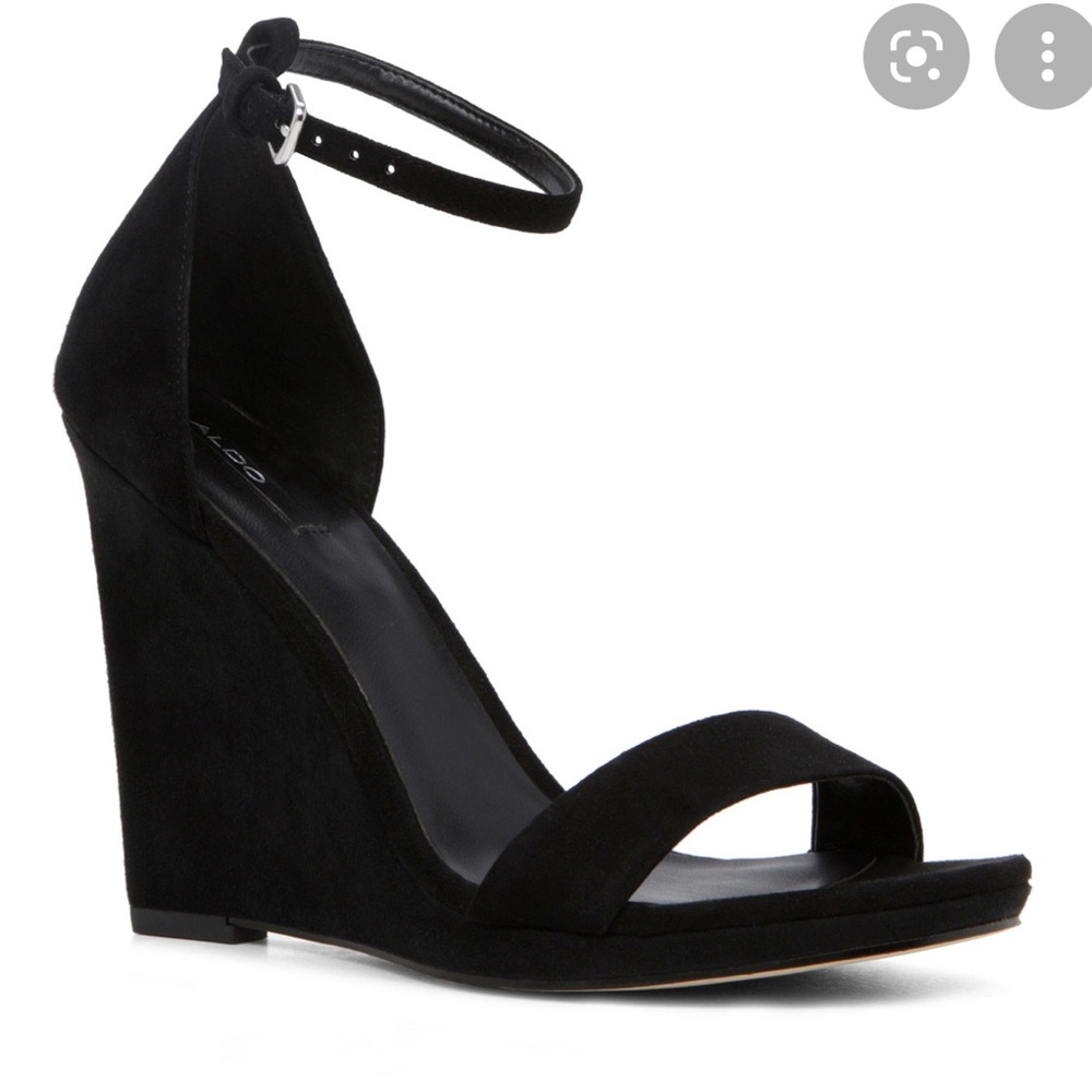 Aldo Black Suede Elley Wedge Sandal